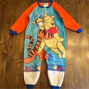 Vintage Disney Winnie the Pooh Tigger Fleece Sleeper Pajamas 90s (Shows Wear)